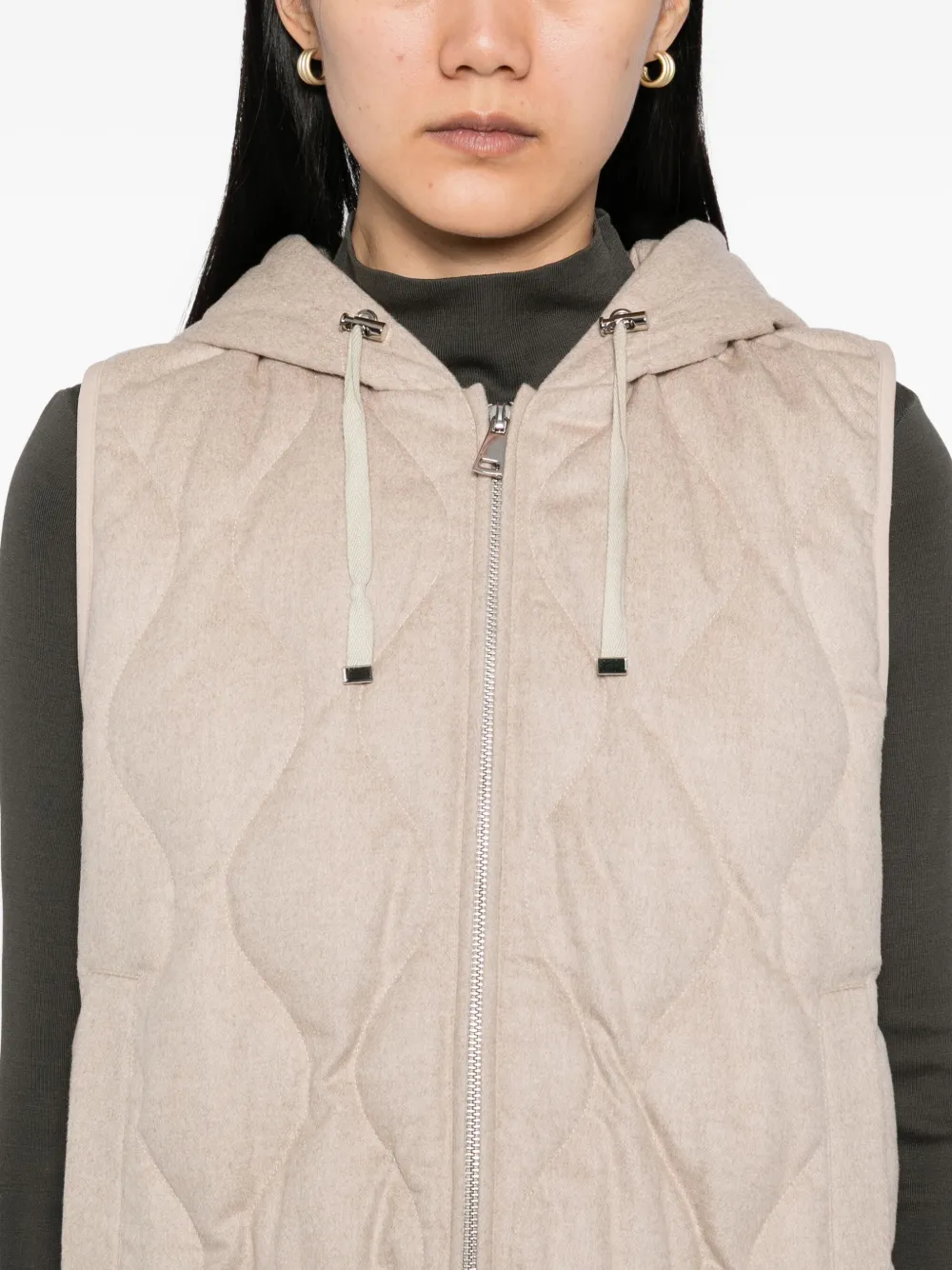 N.Peal Bodywarmer met capuchon Beige