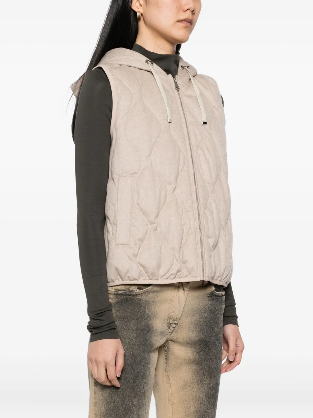 N.Peal Bodywarmer met capuchon Beige