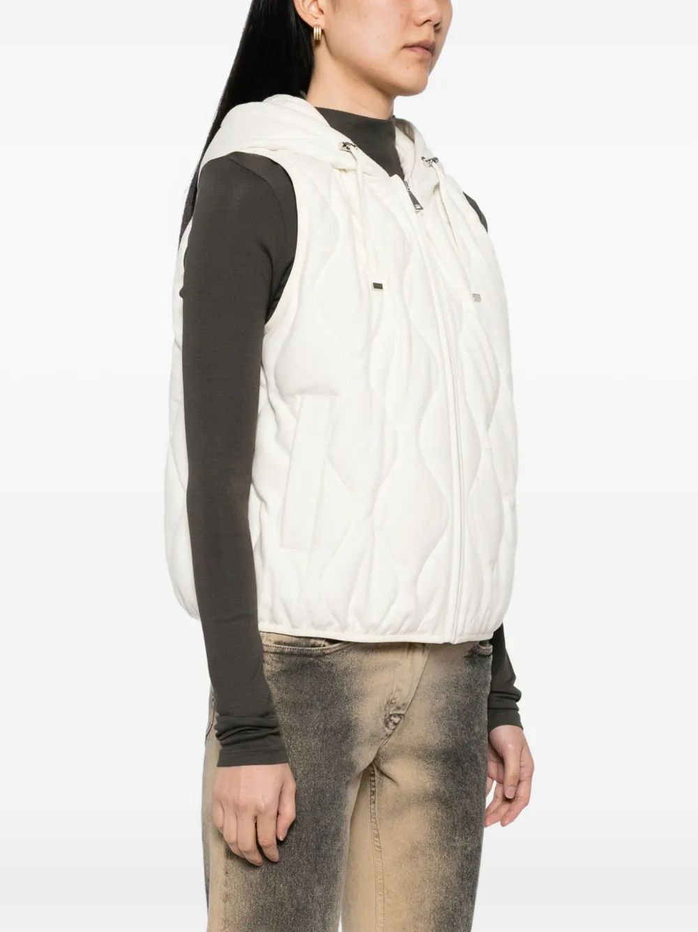 N.Peal Bodywarmer met capuchon Wit