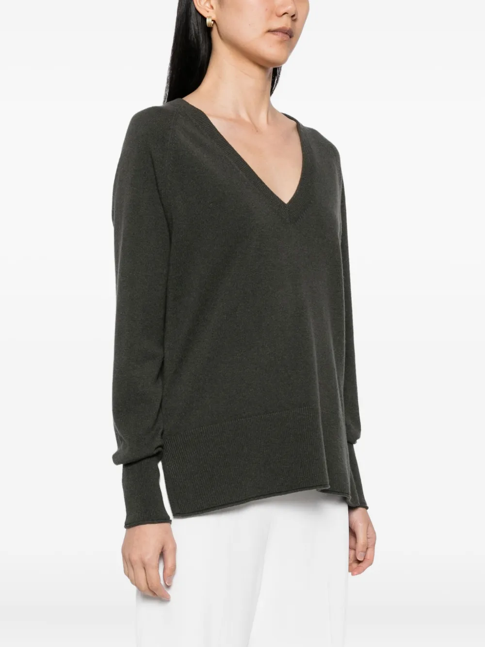 N.Peal Trui met V-hals Groen
