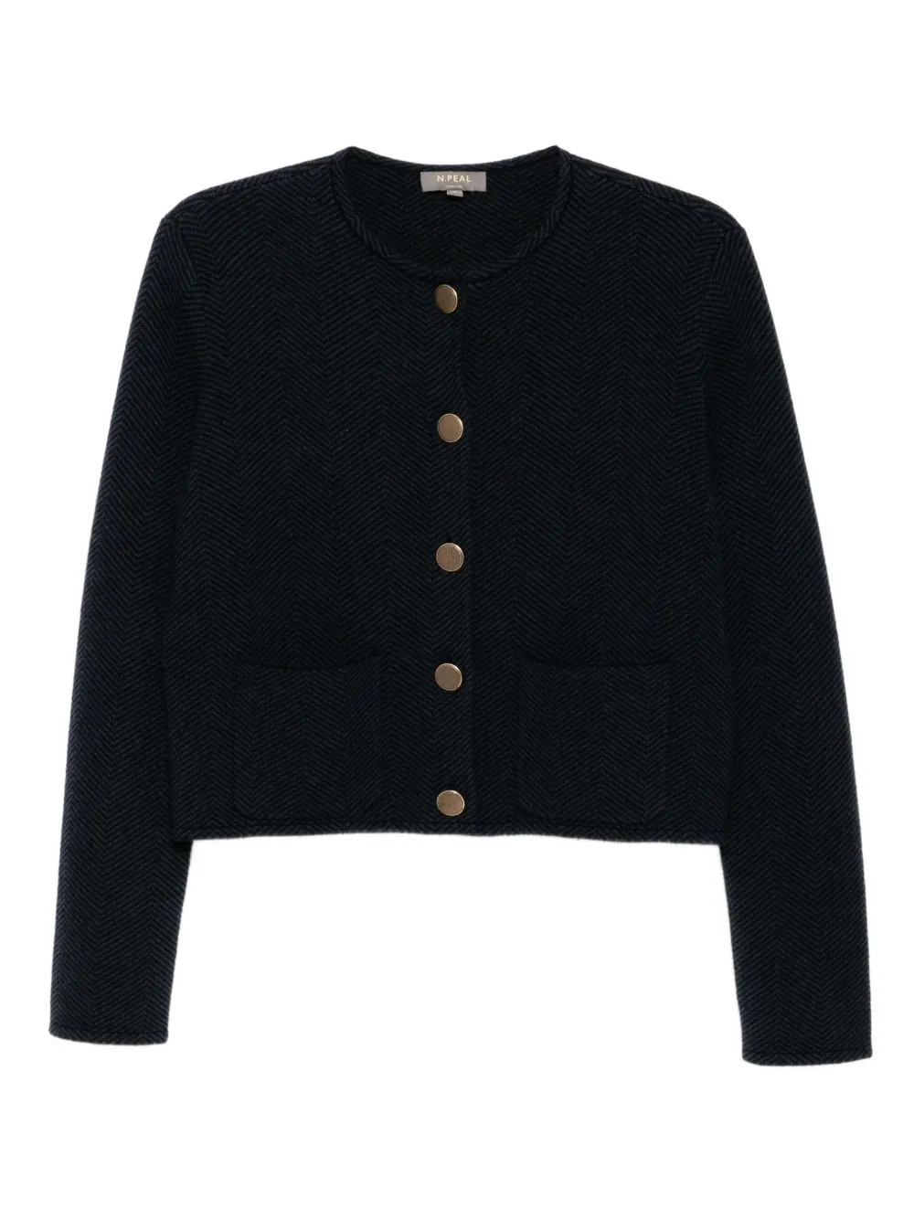 N.Peal Jack met jacquard Blauw