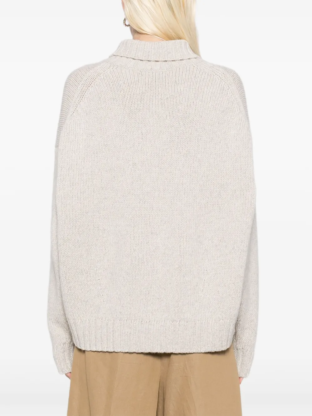 N.Peal Chunky trui met trechterhals Beige