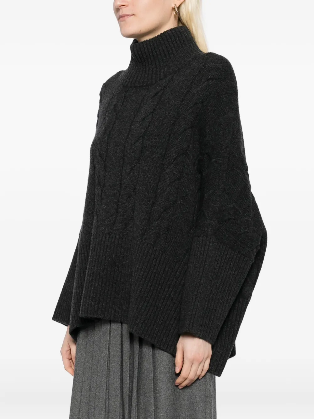 N.Peal Kabelgebreide trui Zwart