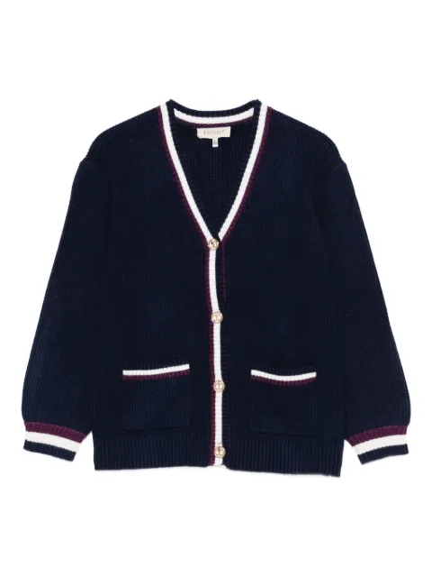 TWINSET Kids cárdigan tejido de canalé con cuello en V
