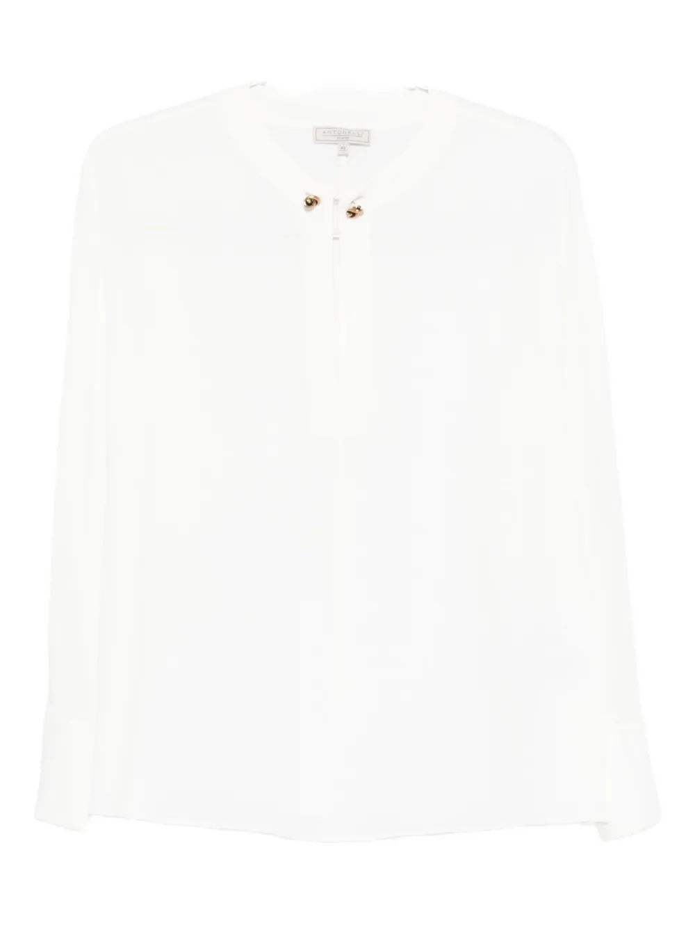 Antonelli Button-detailed Long-sleeve Tunic Top In White