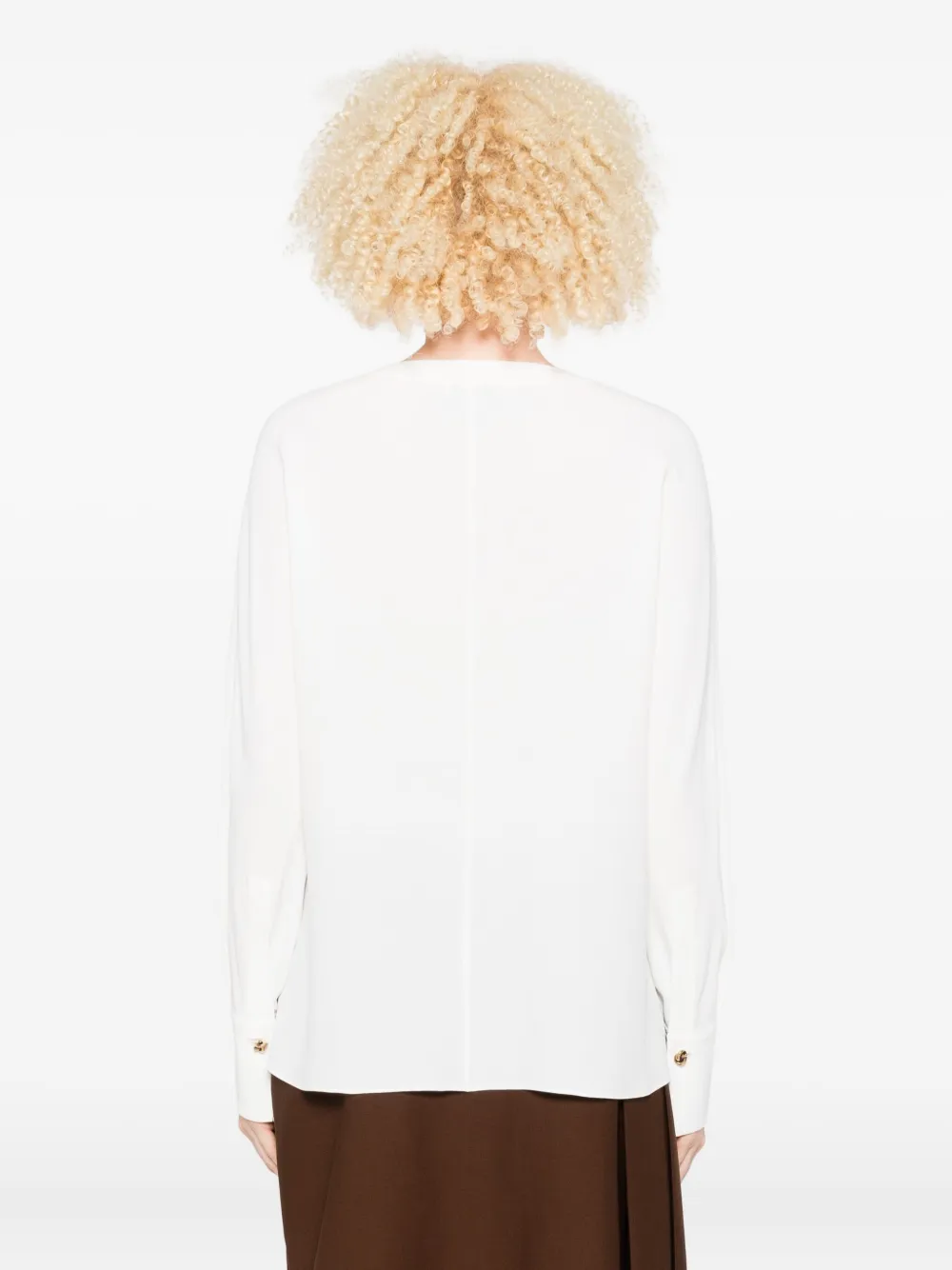 Antonelli Button-detailed Long-sleeve Tunic Top In White