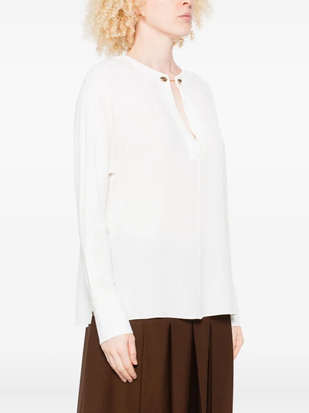 Antonelli Tuniek met knoopdetail en lange mouwen Wit