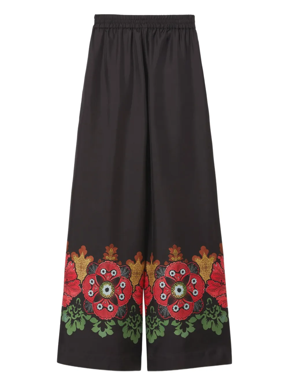 La Doublej Printed Silk Twill Palazzo Pants In Black