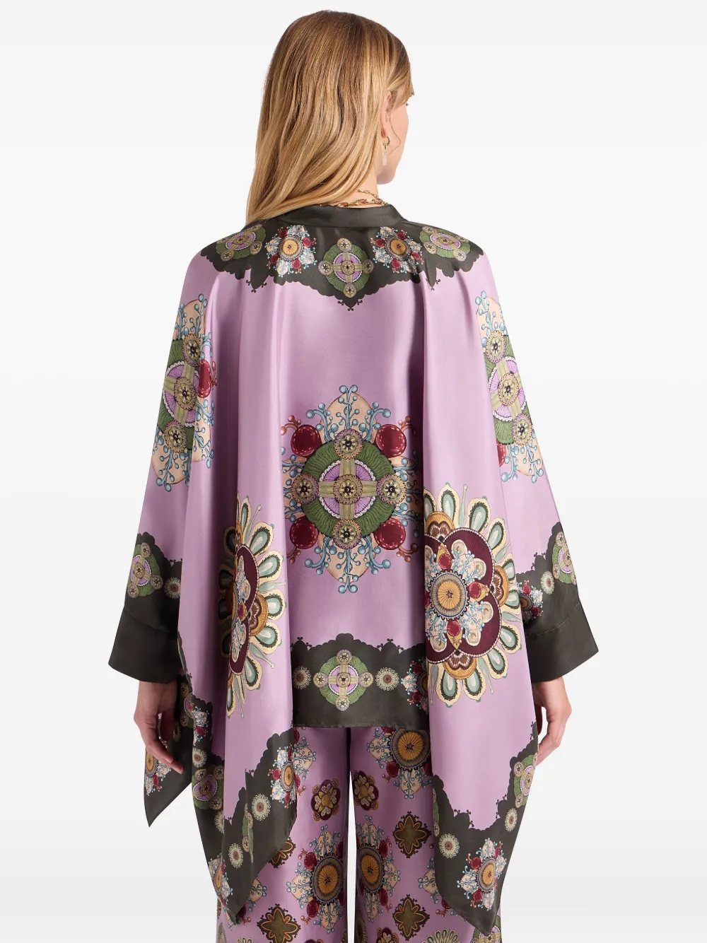 La DoubleJ Zijden blouse met Placée-print Roze