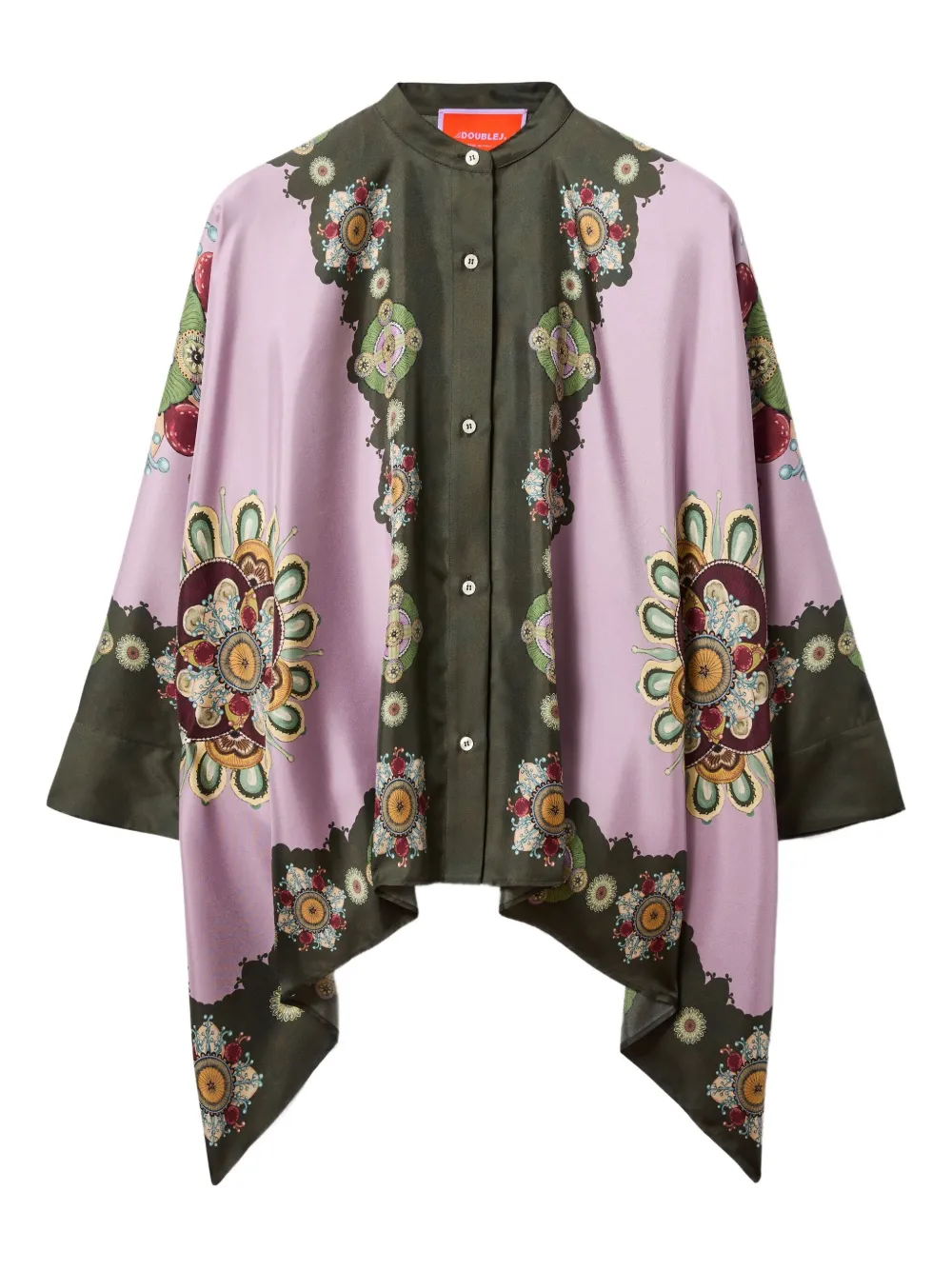 La DoubleJ Zijden blouse met Placée-print Roze