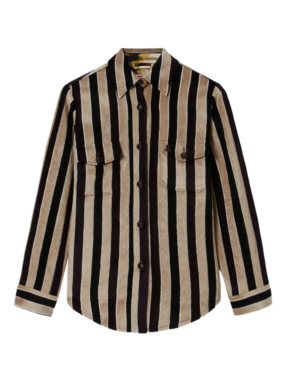 La DoubleJ striped-pattern chest-pocket jacket | Black | Image 1