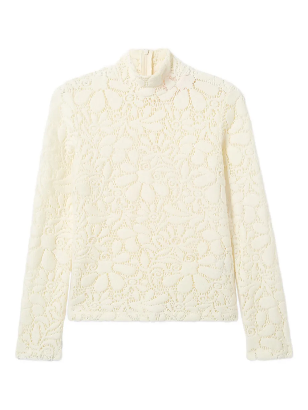 La DoubleJ floral-pattern lace turtleneck top | Neutrals | Image 1