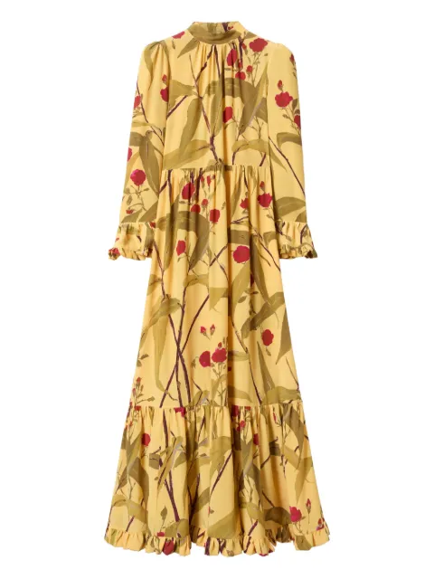 La DoubleJ floral-print ruffled maxi day dress