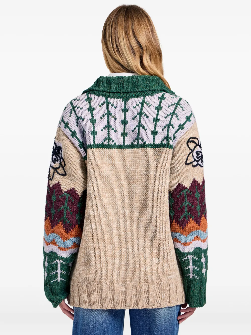 La Doublej Floral-embroidered Cardigan In Neutral