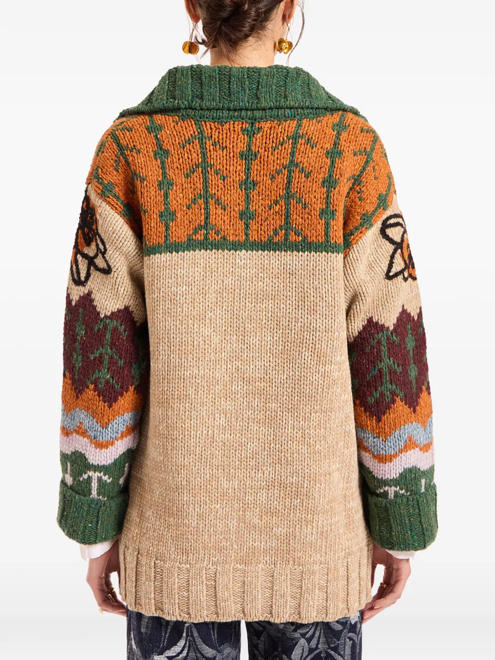  La Doublej Floral-embroidered Cardigan - Neutrals 