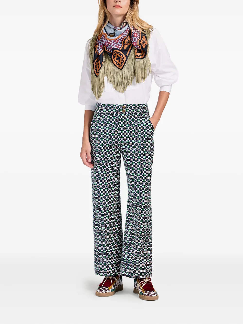 La DoubleJ Hendrix broek met geometrische print - Zwart