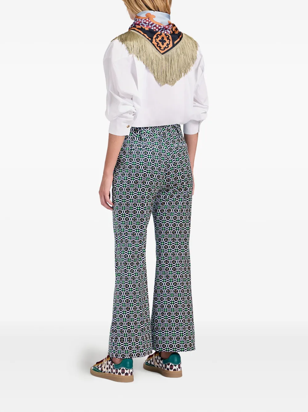 La Doublej Hendrix Geometric-print Trousers In Black