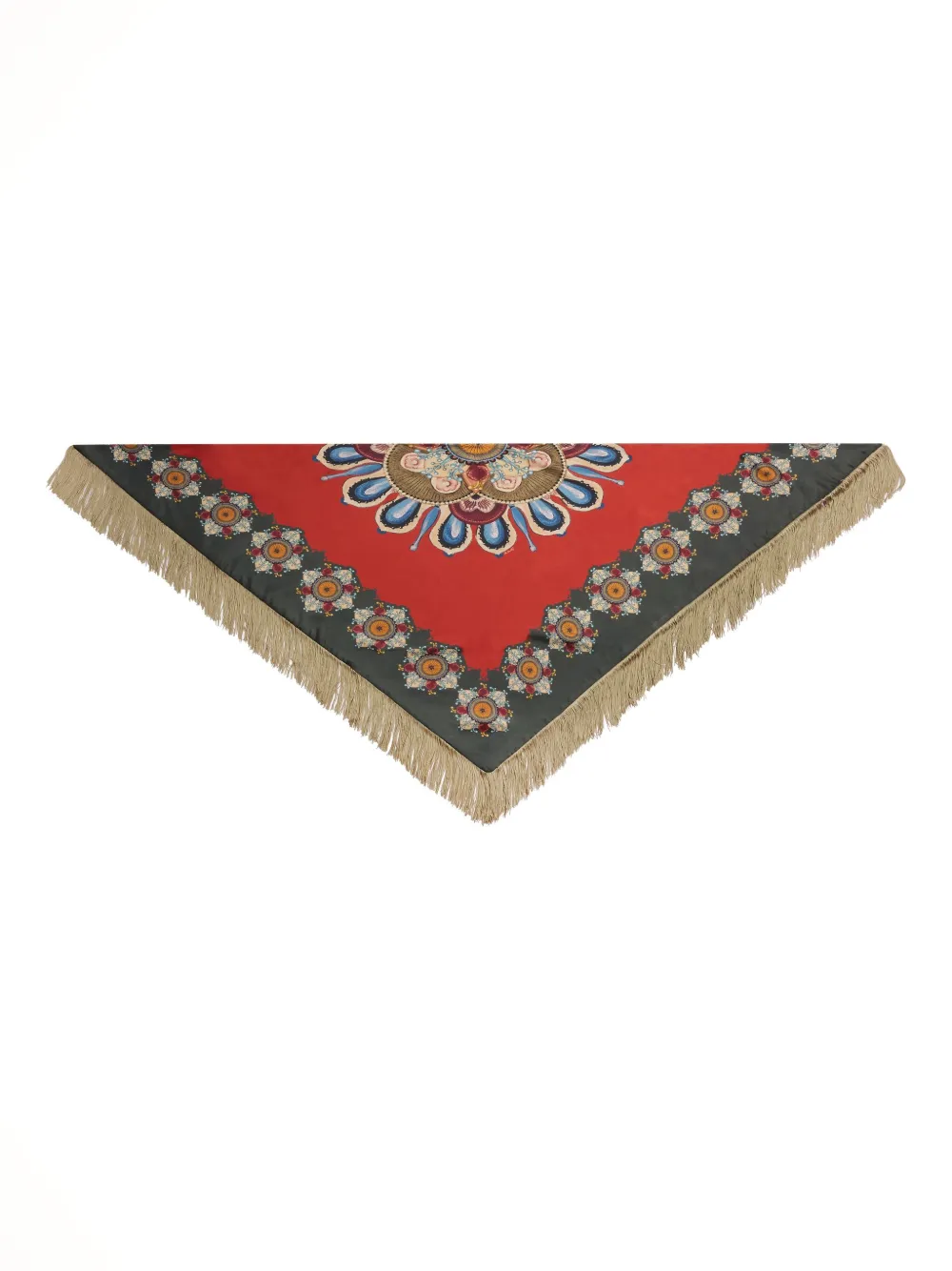 La DoubleJ floral-print fringed scarf Rood