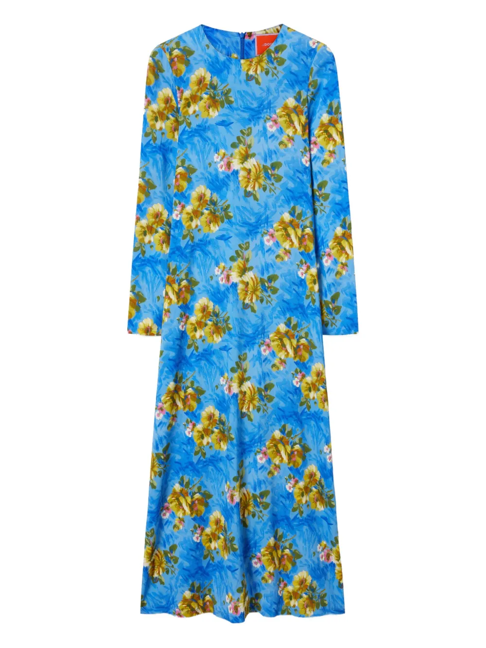La DoubleJ Maxi-jurk met bloemenprint en lange mouwen Blauw