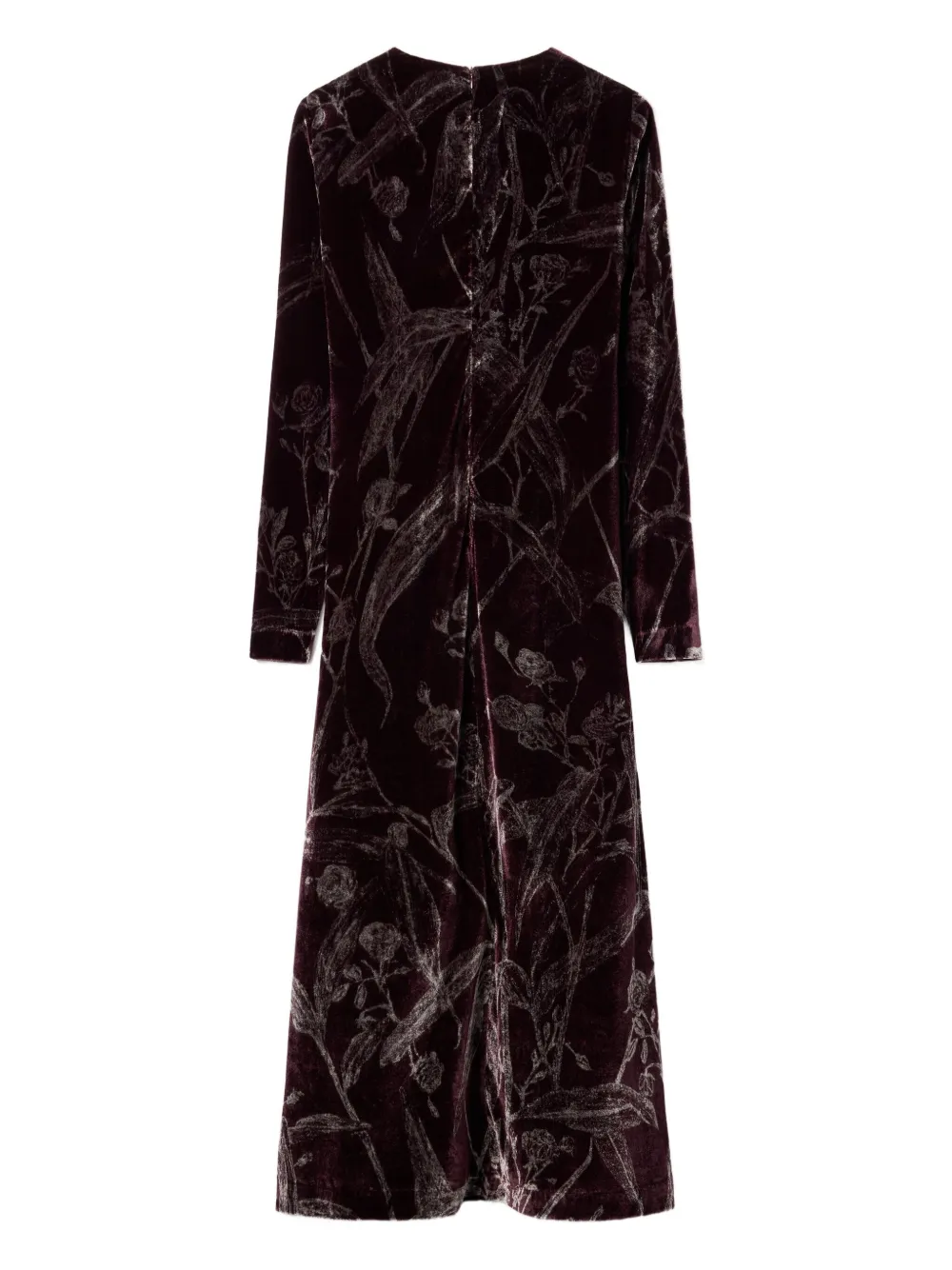 La DoubleJ Maxi-jurk met bamboe print en lange mouwen Rood