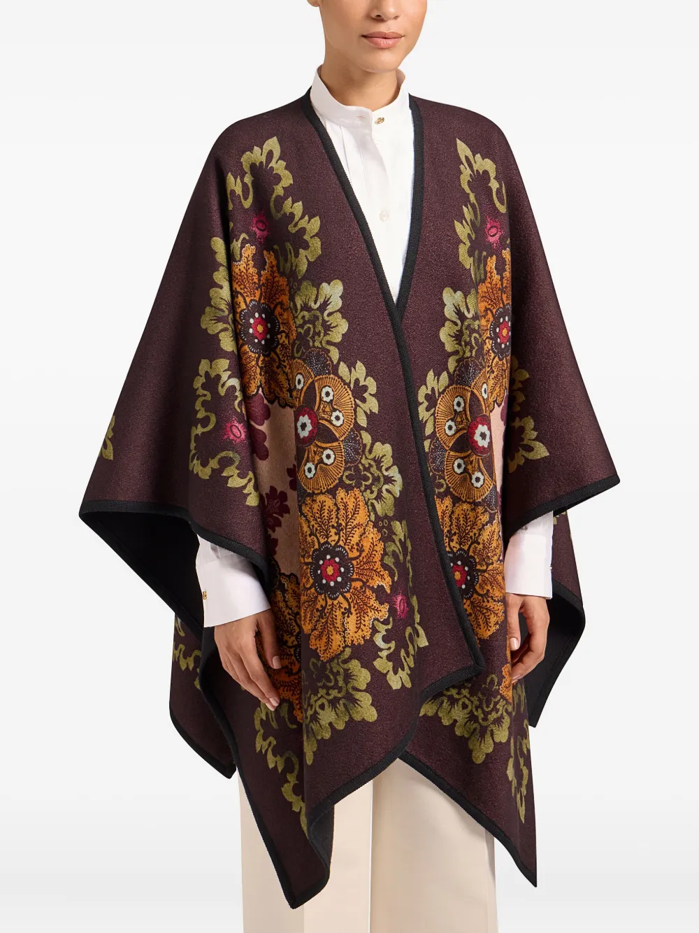 La Doublej Printed Virgin Wool Poncho In Pattern