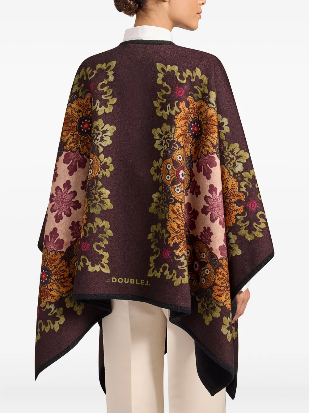 La Doublej Printed Virgin Wool Poncho In Pattern