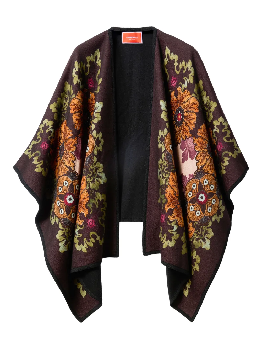 La Doublej Printed Virgin Wool Poncho In Pattern