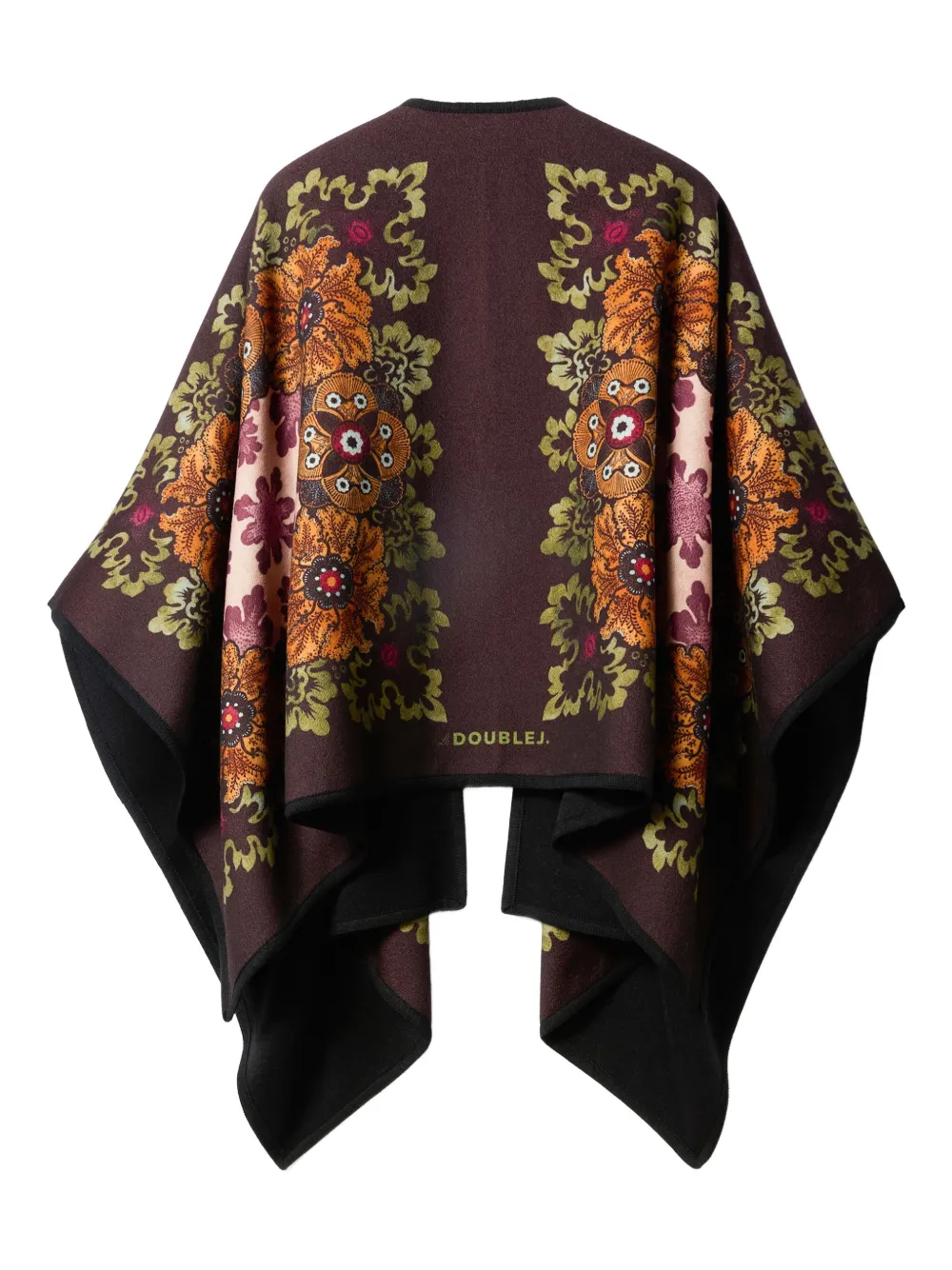 La Doublej Printed Virgin Wool Poncho In Pattern