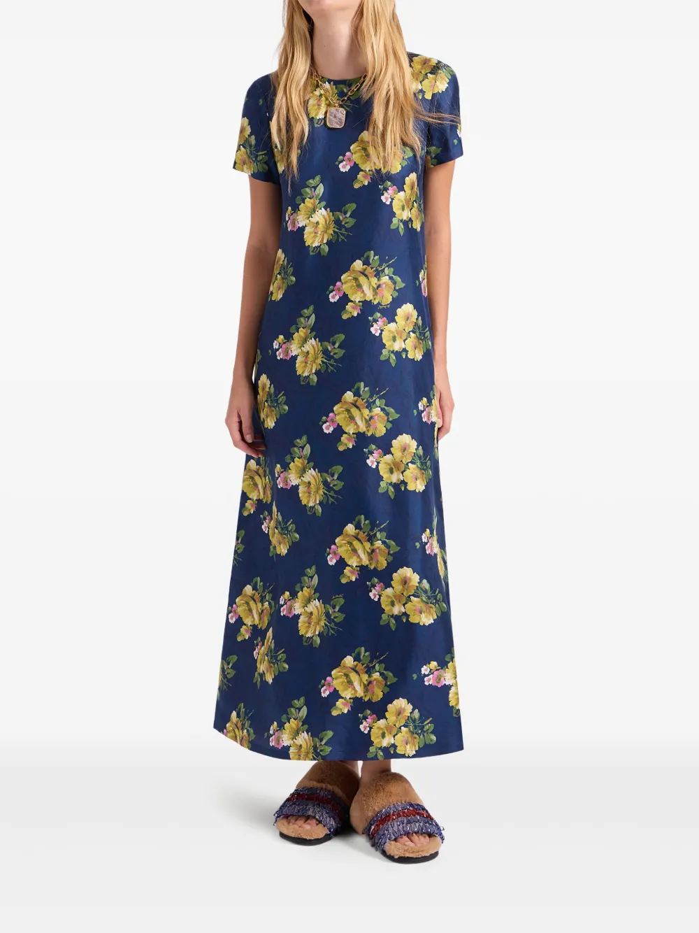 La DoubleJ Jurk met bloemenprint Blauw