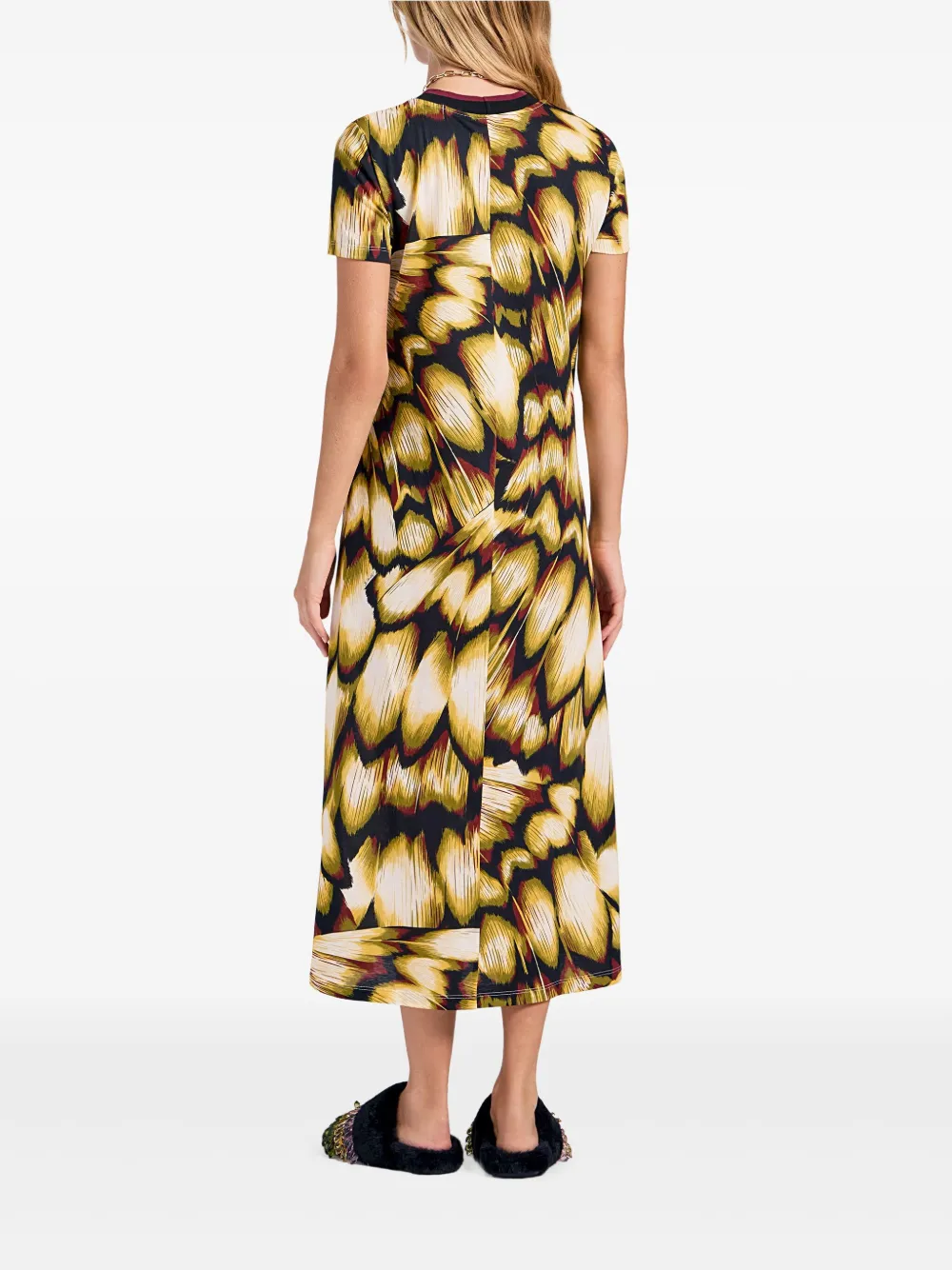 La DoubleJ Midi-jurk met korte mouwen en print Zwart