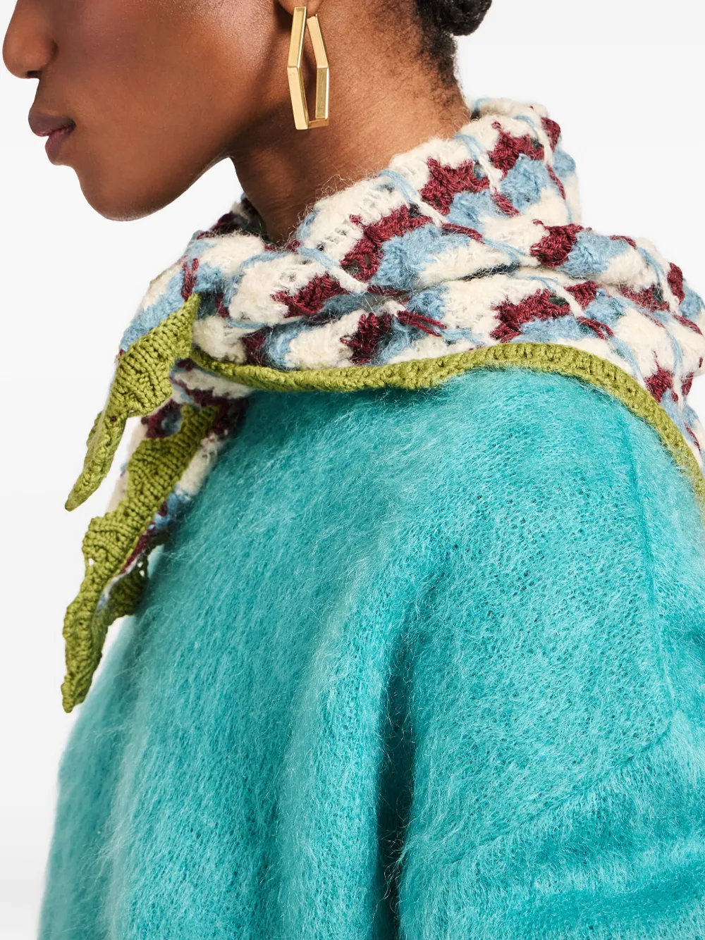 La DoubleJ Gehaakte triangelvormige sjaal Groen