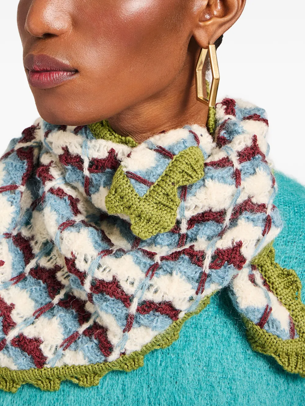 La DoubleJ Gehaakte triangelvormige sjaal Groen