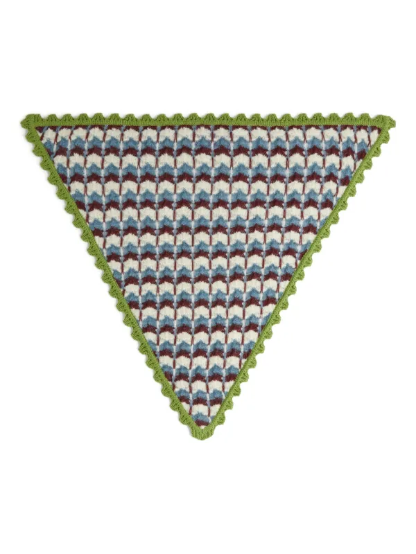 La DoubleJ Triangle-shape Crochet Scarf in Green