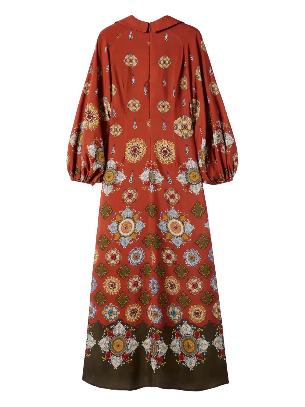 La Doublej Diva Puff-sleeve Midi Dress In Orange