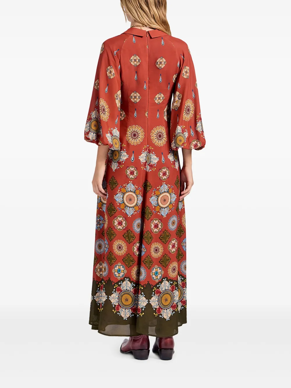 La DoubleJ Diva midi-jurk met pofmouwen Rood