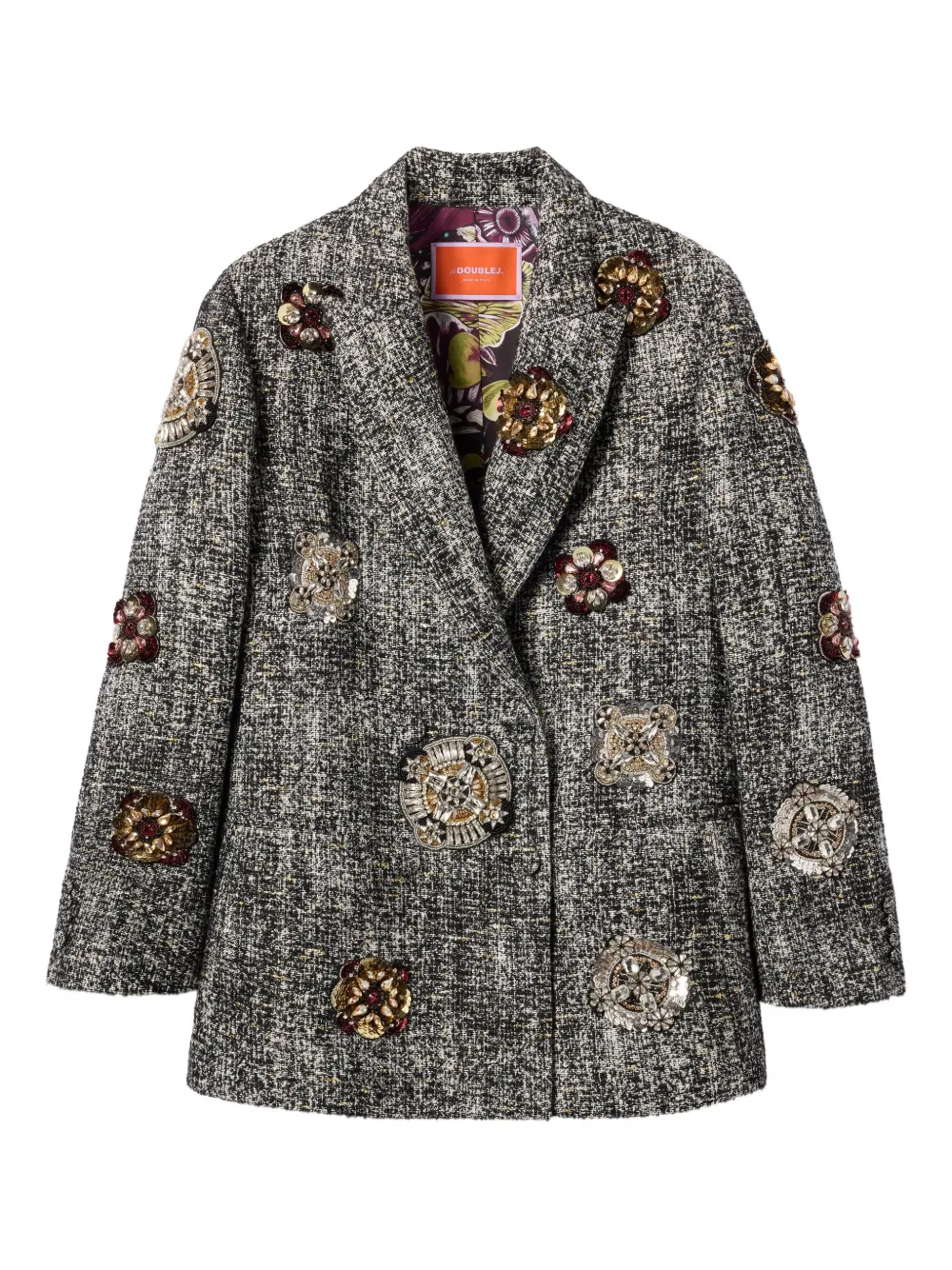 La DoubleJ embroidered double-breasted blazer | Black | Image 1