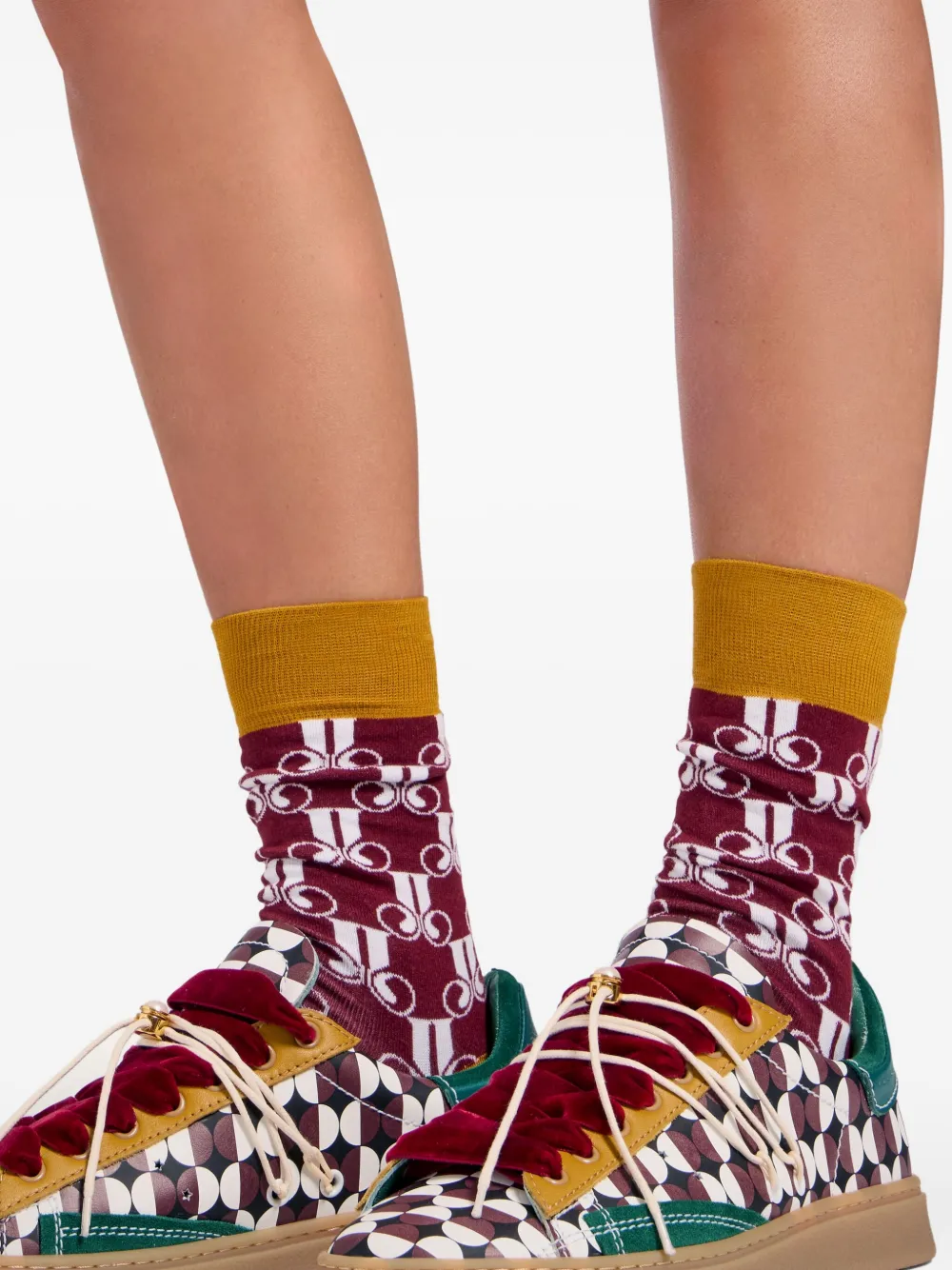 La Doublej Monogram-pattern Socks In Brown