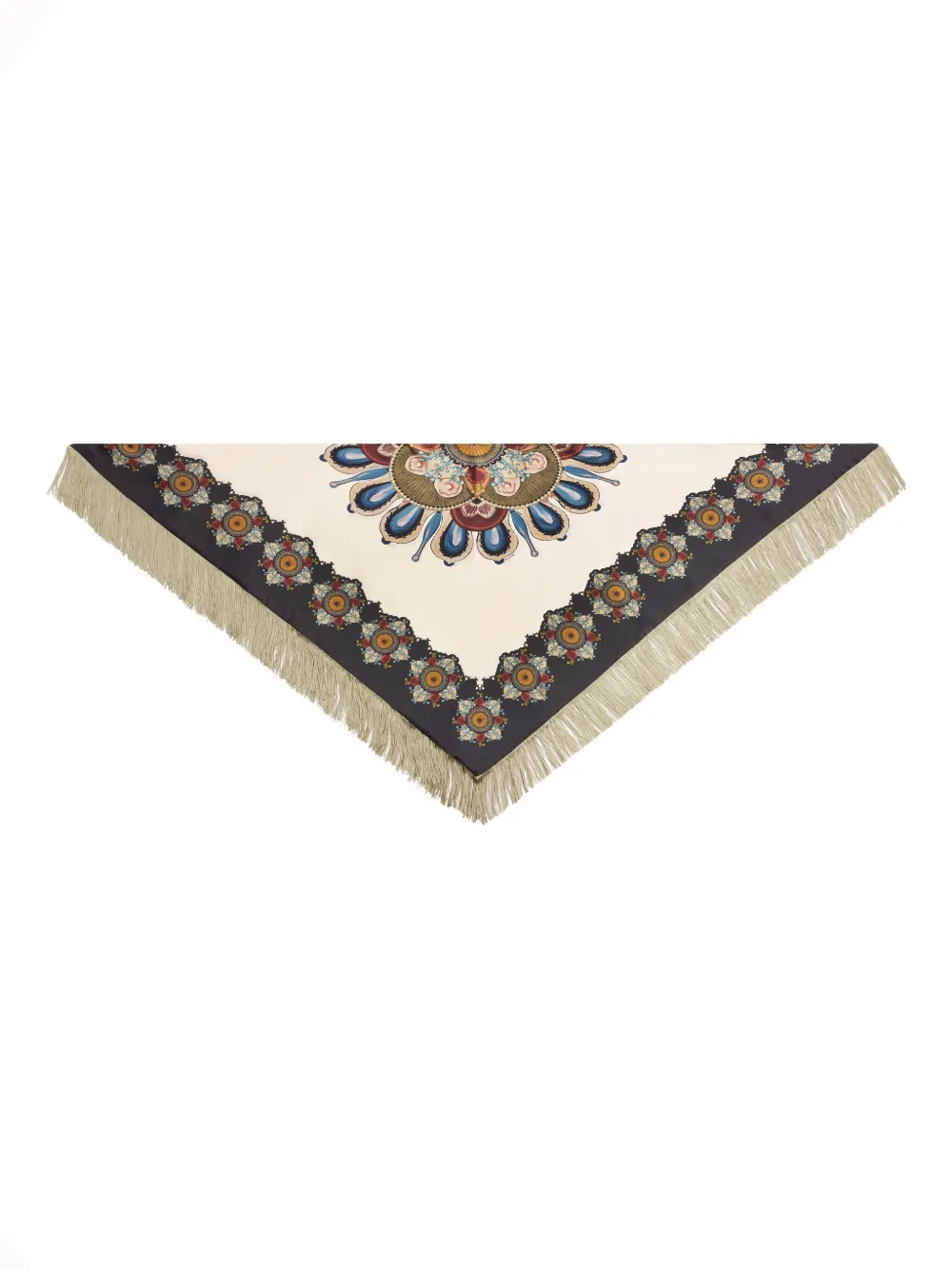 floral-print fringed scarf
