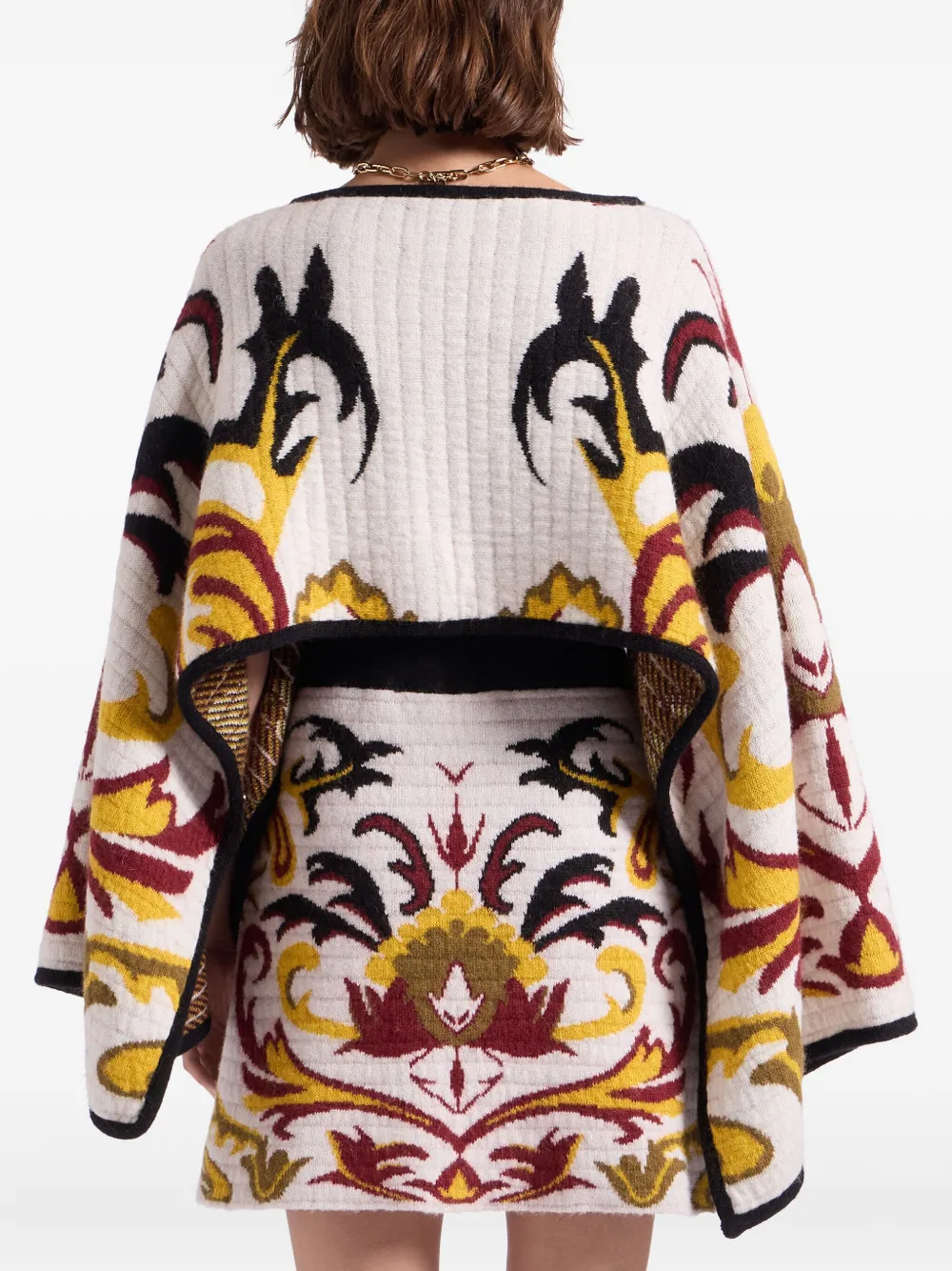 La Doublej Floral-patterned Wide-sleeve Stole In Multi