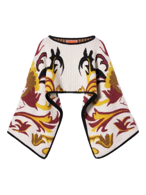 La DoubleJ floral-patterned wide-sleeve stole