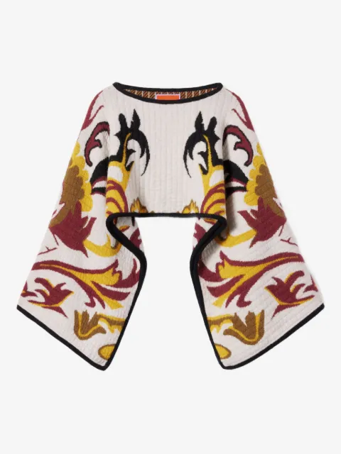 La DoubleJ floral-patterned wide-sleeve stole