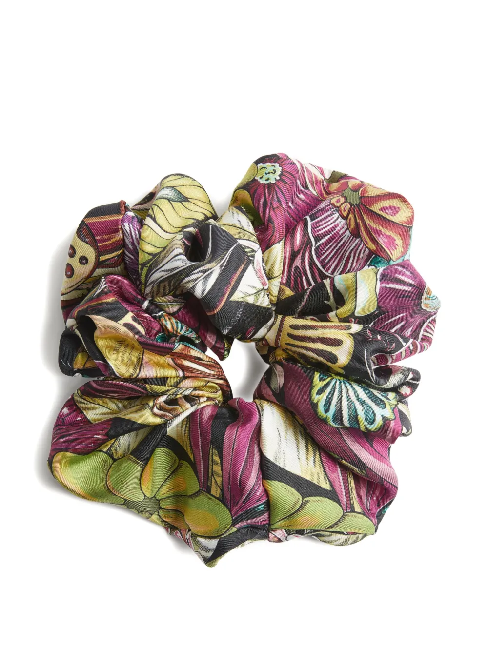 La DoubleJ floral-print silk scrunchie | Green | Image 1