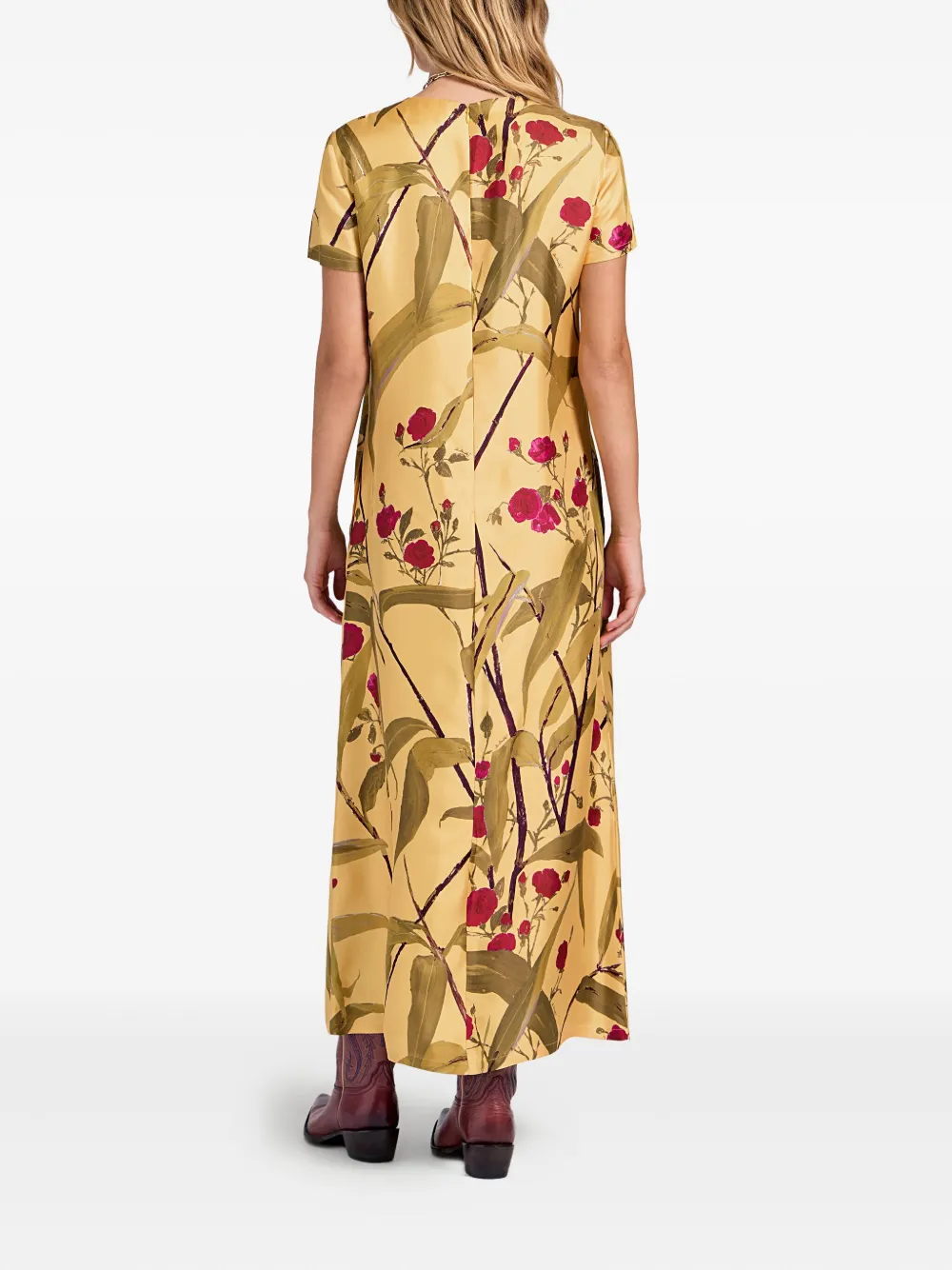 La Doublej Floral-print Swing Midi Day Dress In Multi