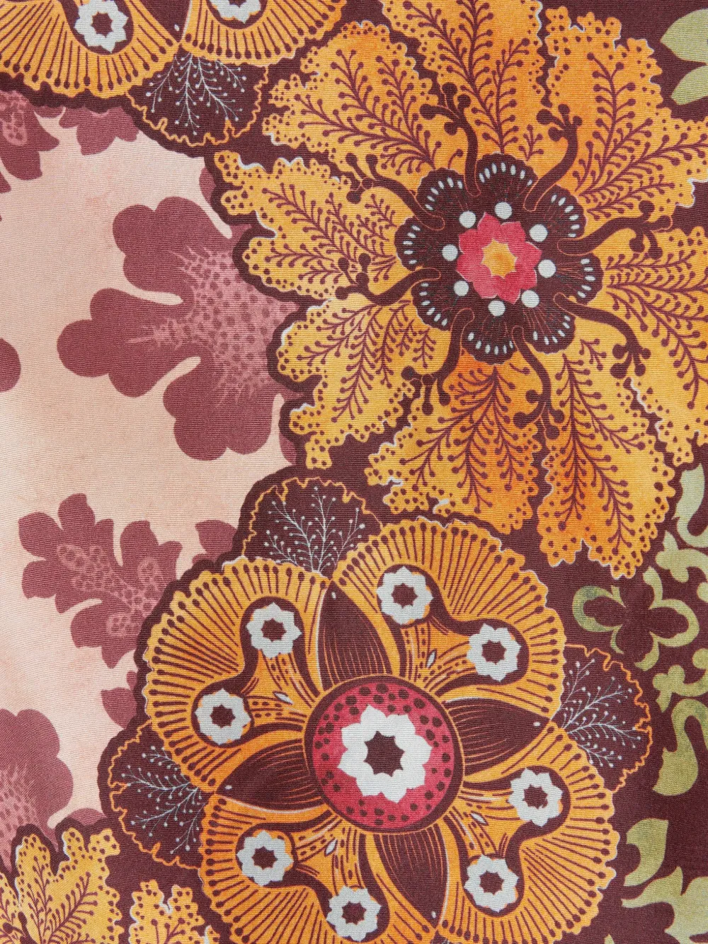La Doublej Floral-print Fringed Scarf Top In Brown