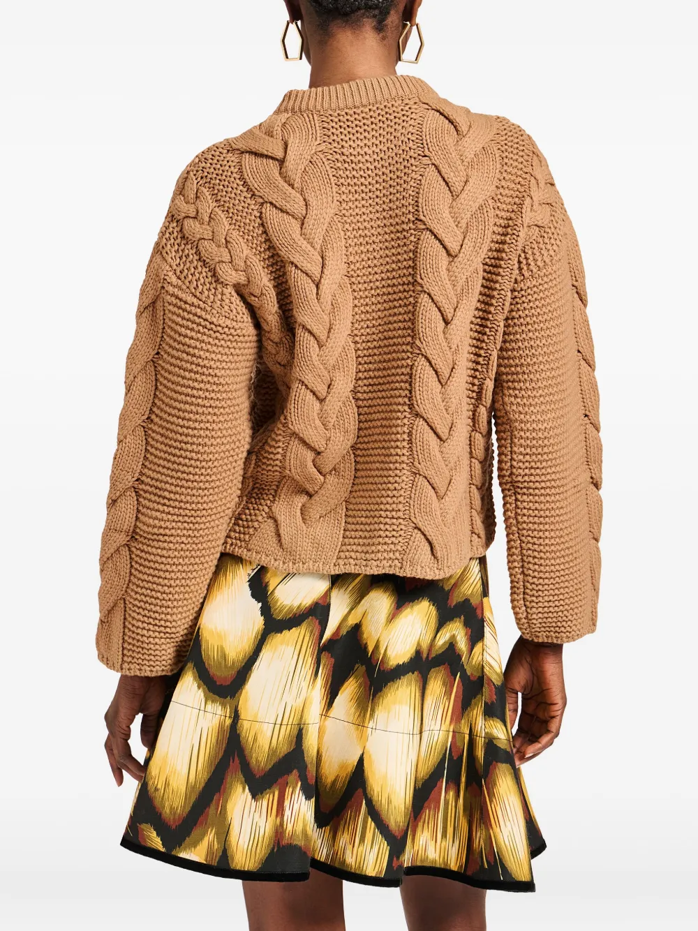 La Doublej Long-sleeve Cable-knit Cardigan In Brown