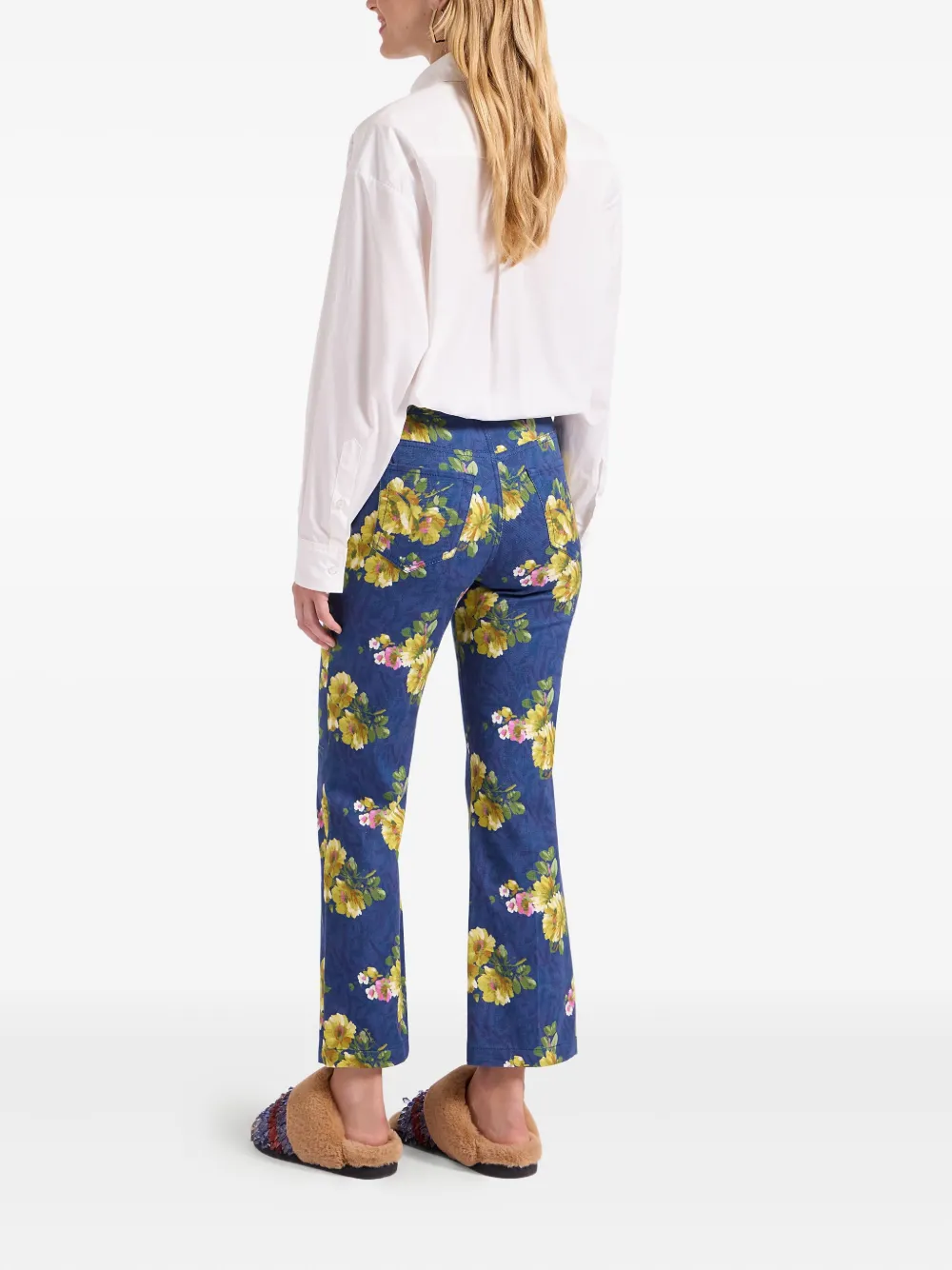 La DoubleJ Jeans met bloemenprint Blauw