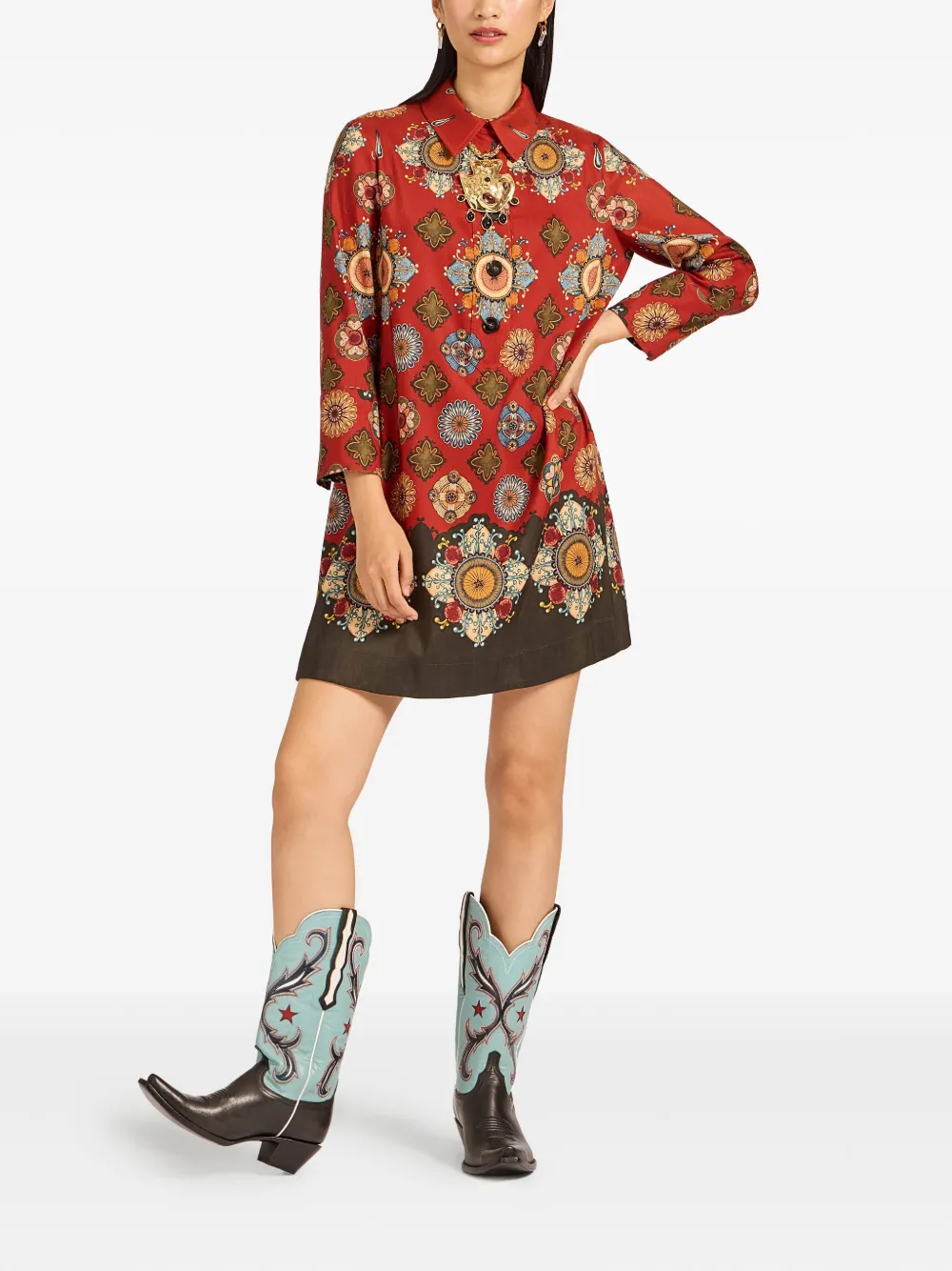 La DoubleJ Mini-jurk met geometrische print - Rood