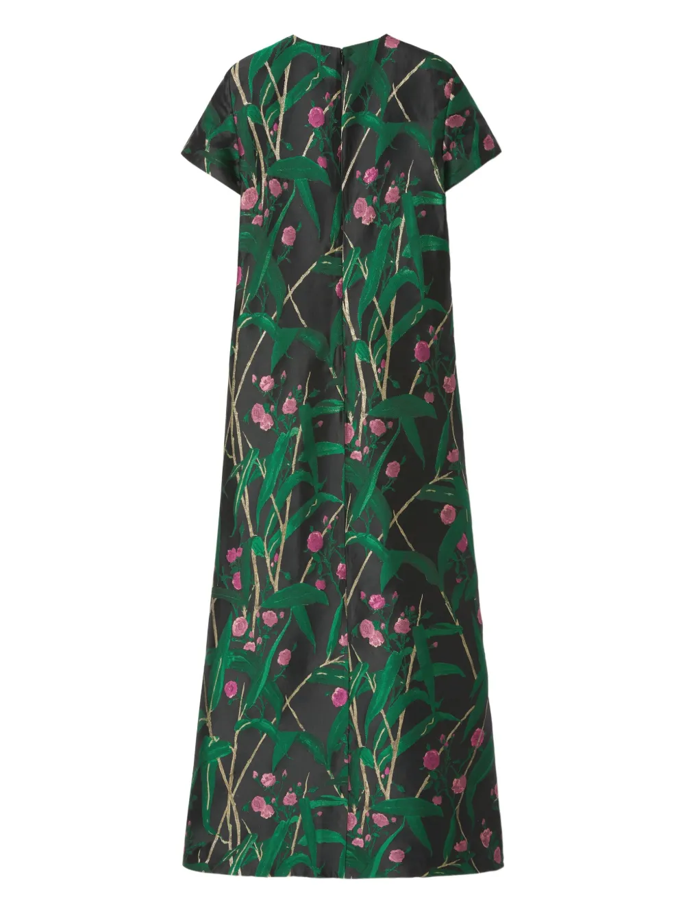 La DoubleJ Midi-jurk met bloemen Zwart