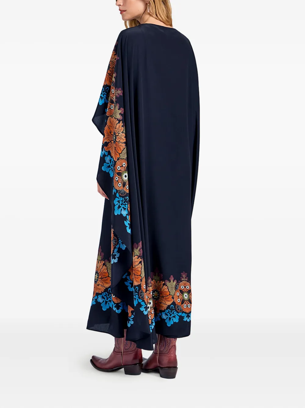 La Doublej Floral-print Midi Day Dress In Black