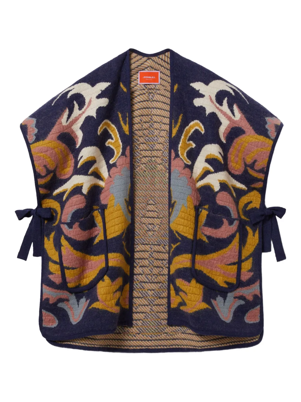 La Doublej Tie-detail Printed Cape In Blue